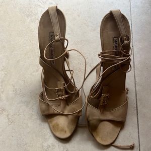 Tan silk shoes